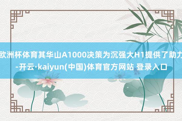 欧洲杯体育其华山A1000决策为沉强大H1提供了助力-开云·kaiyun(中国)体育官方网站 登录入口