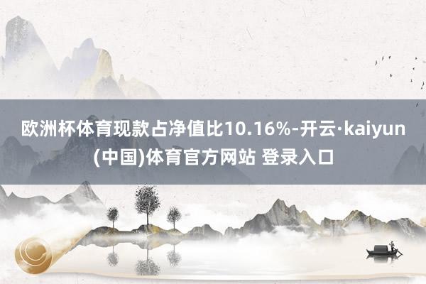 欧洲杯体育现款占净值比10.16%-开云·kaiyun(中国)体育官方网站 登录入口