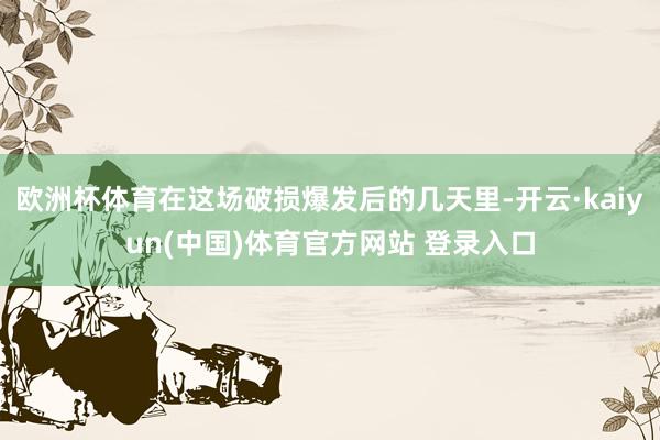 欧洲杯体育在这场破损爆发后的几天里-开云·kaiyun(中国)体育官方网站 登录入口
