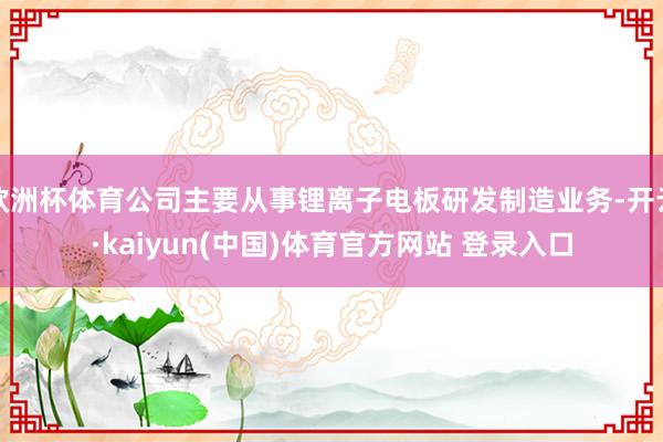 欧洲杯体育公司主要从事锂离子电板研发制造业务-开云·kaiyun(中国)体育官方网站 登录入口