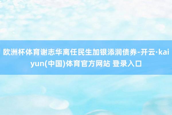 欧洲杯体育谢志华离任民生加银添润债券-开云·kaiyun(中国)体育官方网站 登录入口